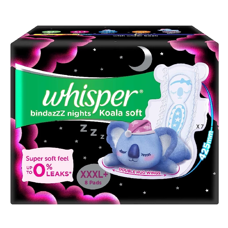 Whisper Bindazzz Night Koala Soft Sanitary Pads, 8 Pads-1.webp